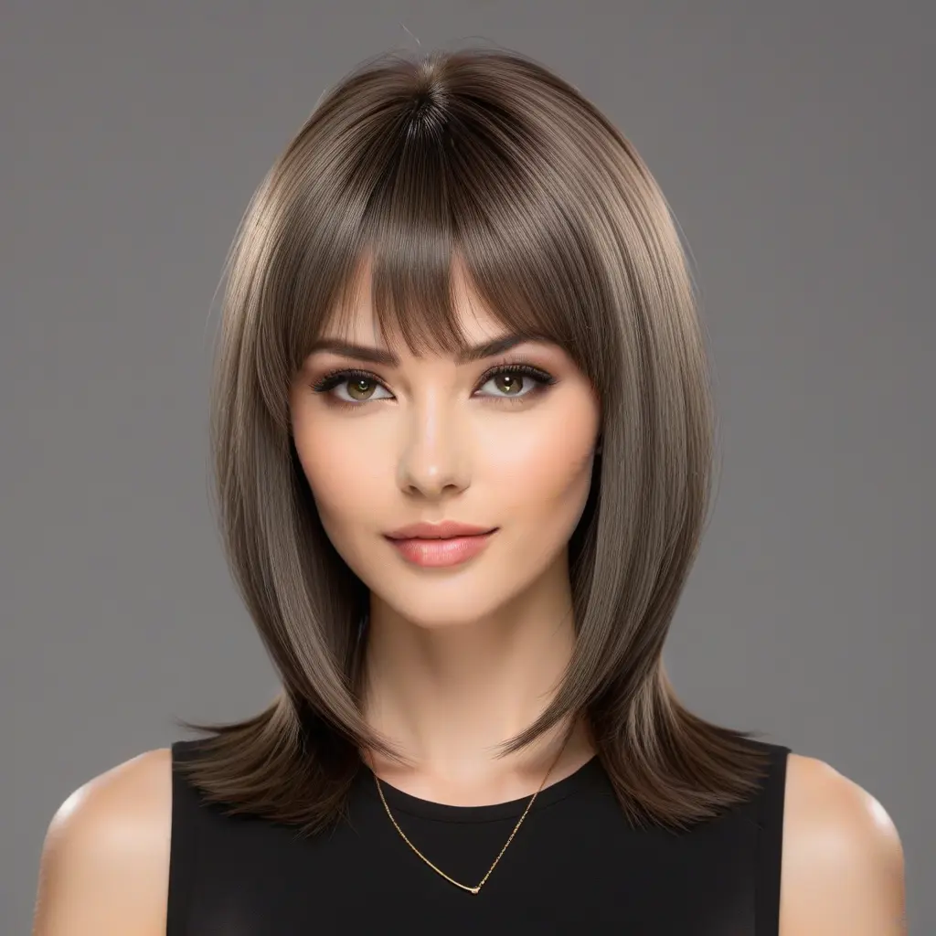 Ash Brown Wolf Cut with Feathered Bangs