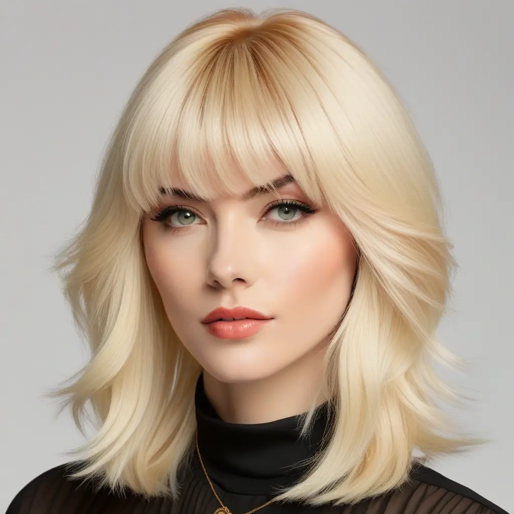 Blonde Layered Wolf Cut With Curtain Fringe