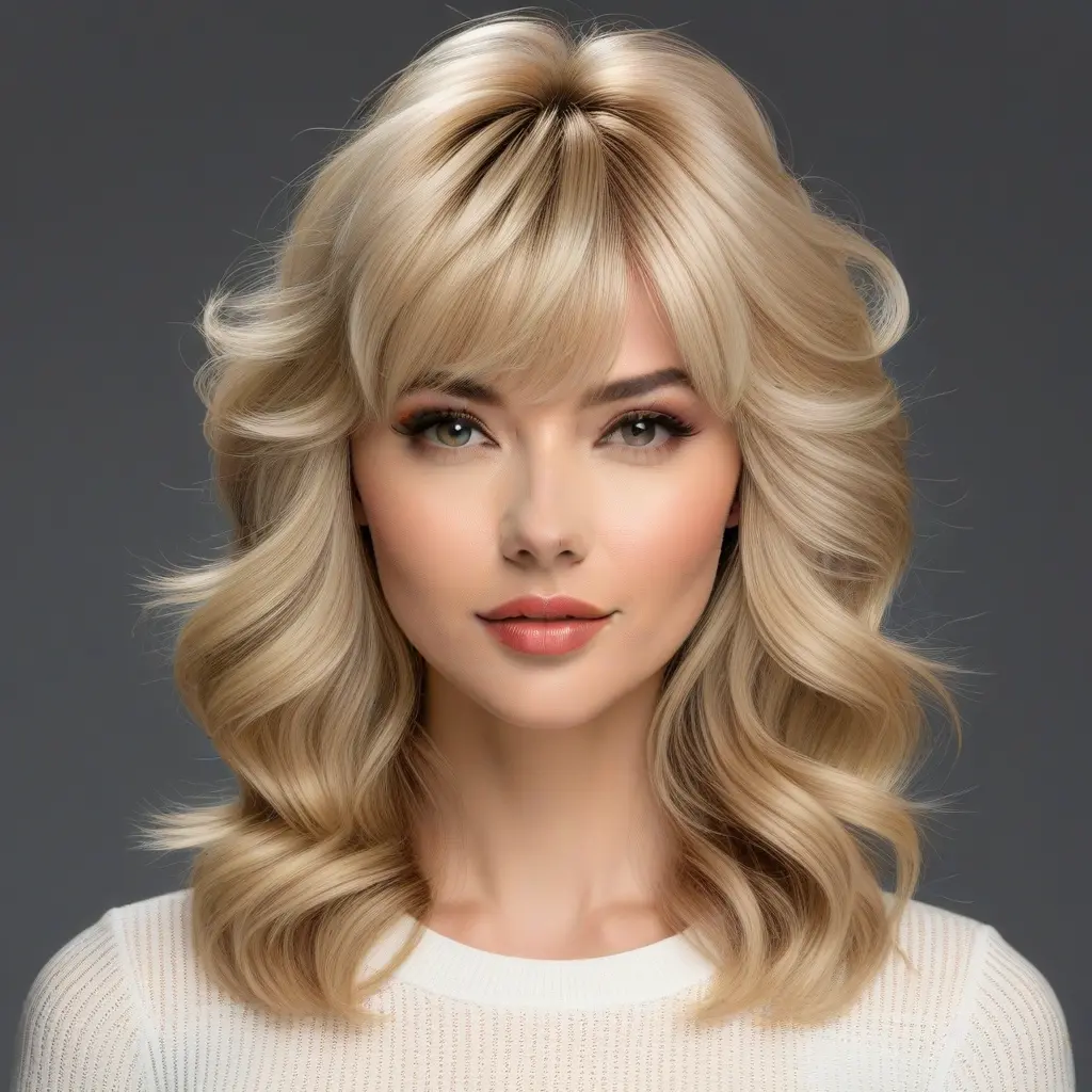 Blonde Wolf Cut with Voluminous Bangs