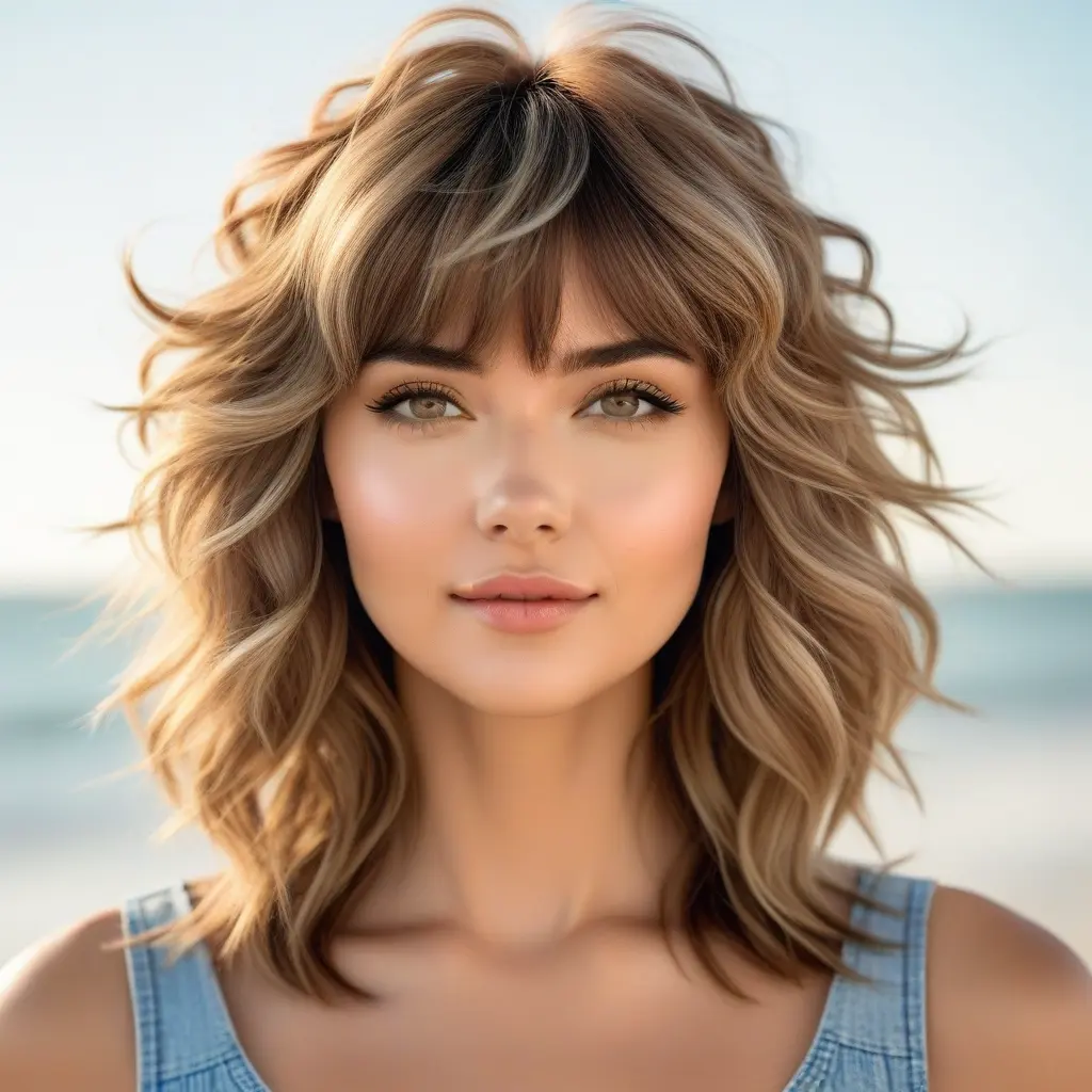 Effortless Beachy Waves with Wispy Bangs