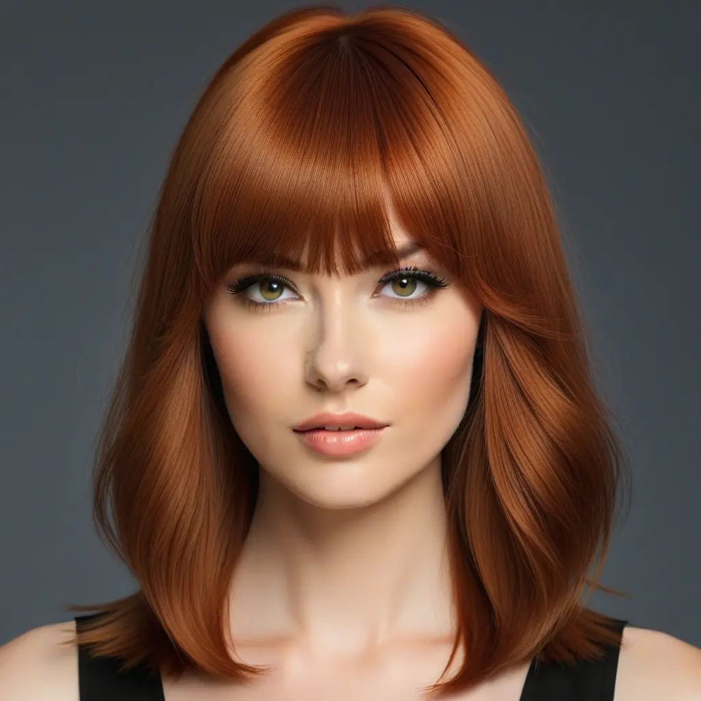 Ginger Wolf Cut with Blunt Bangs