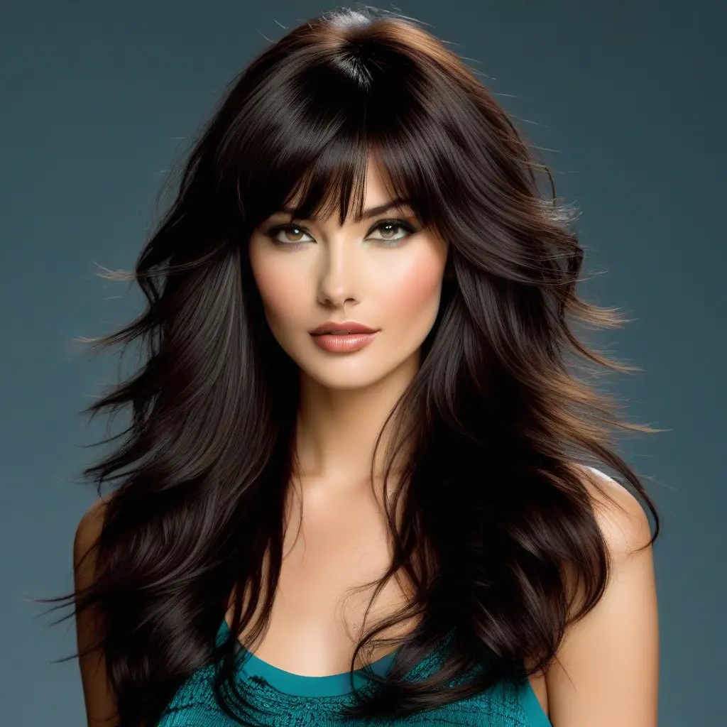 Long Wavy Wolf Cut with Curtain Fringe