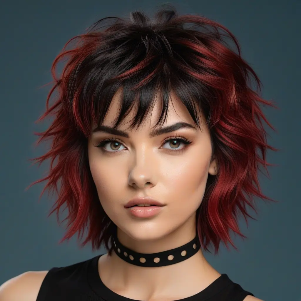 Shaggy Wavy Wolf Cut with Micro Bangs