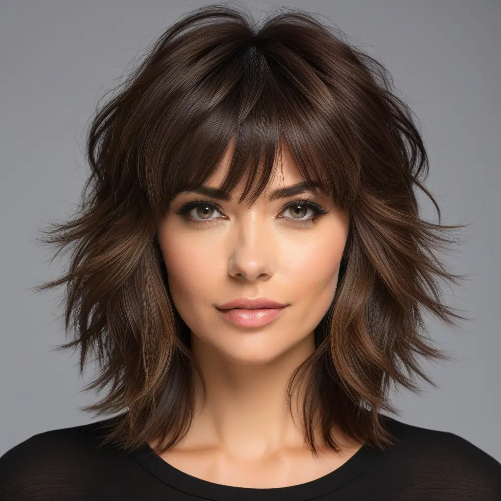 Wolf Cut With Curtain Bangs on Thick Hair