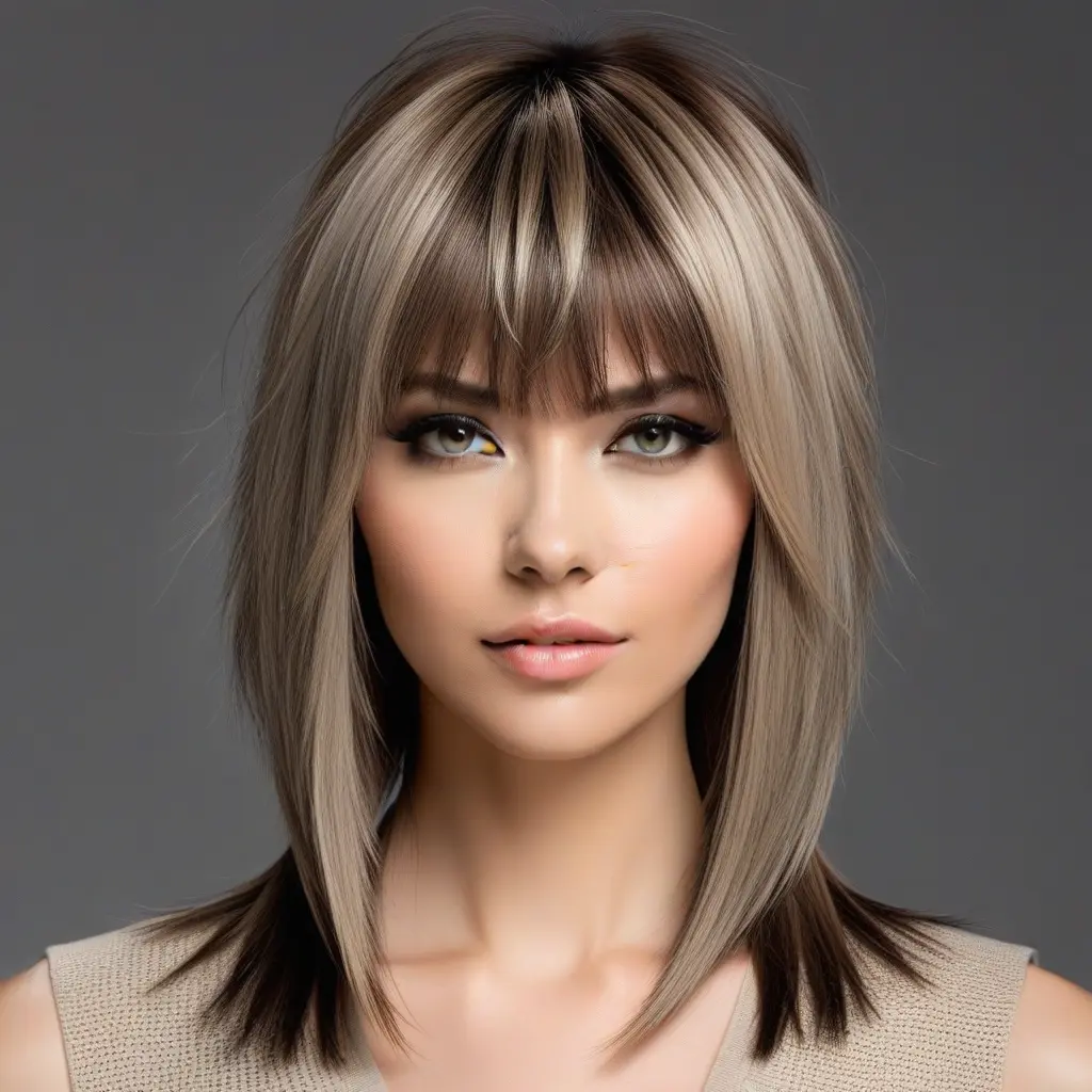 Ashy Beige Wolf Cut With Split Bangs