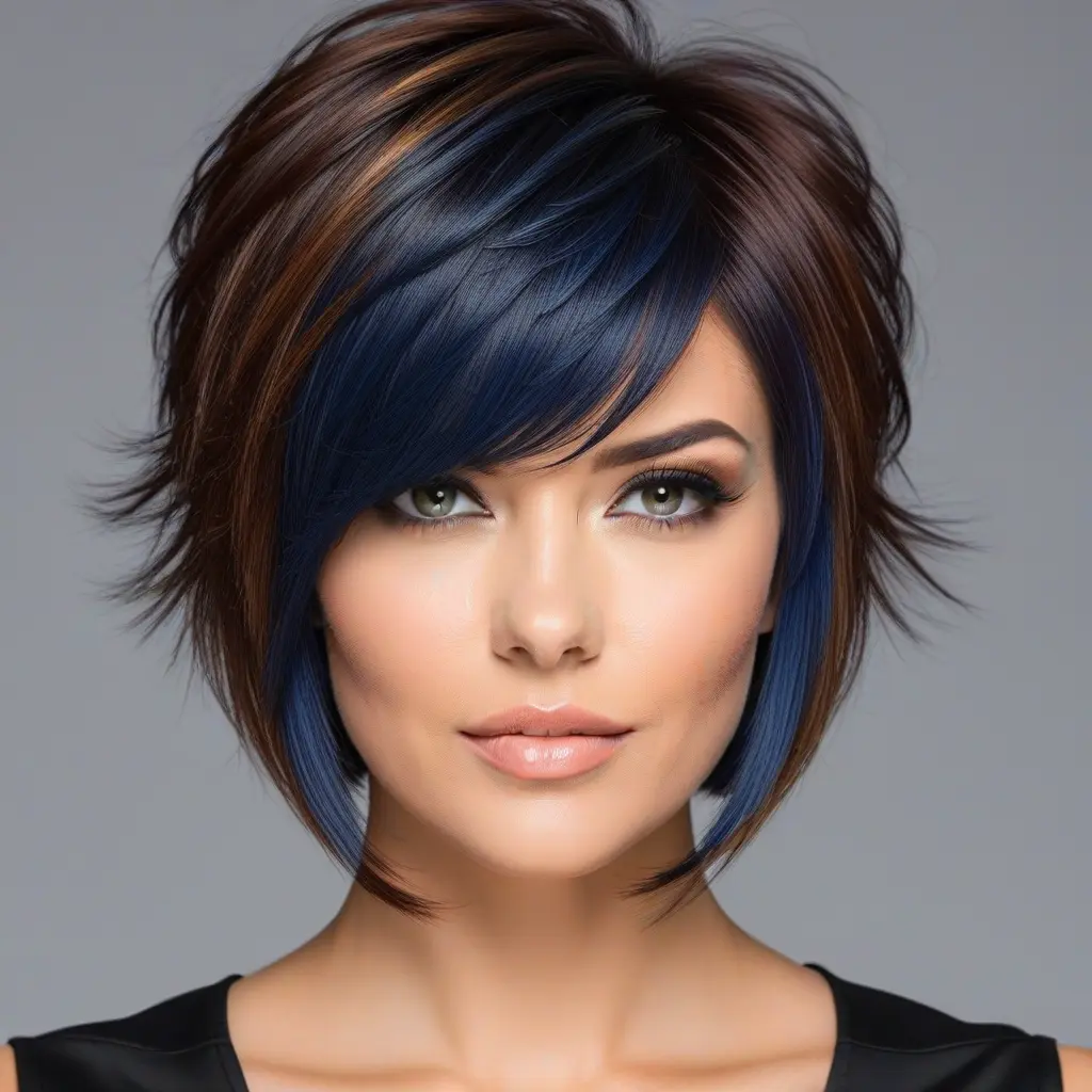 Asymmetrical Short Wolf Cut With Side Curtain Bangs