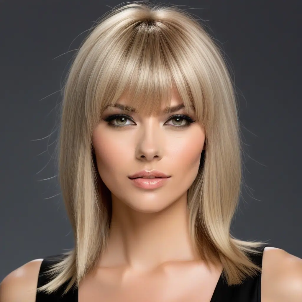 Beige Blonde Wolf Cut With Face-Framing Bangs