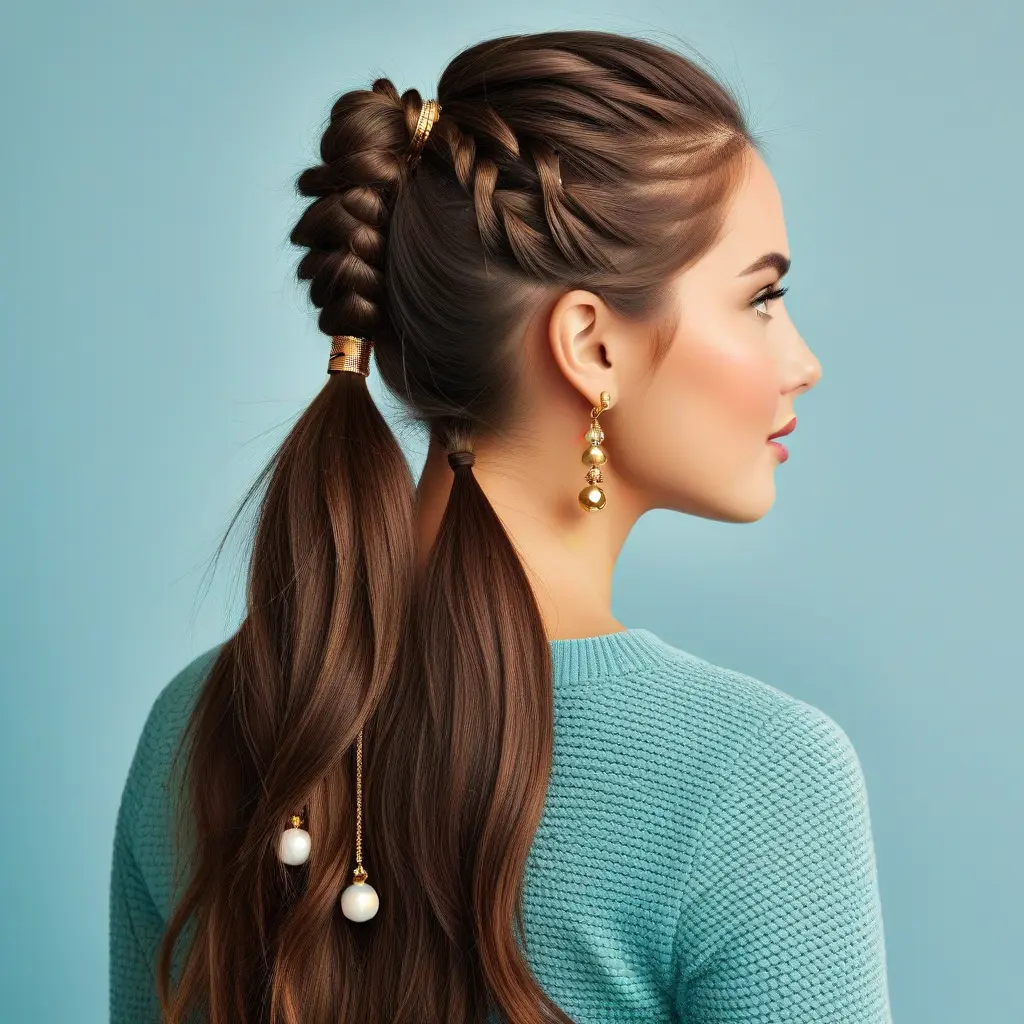 Braided Ponytail with Bell Charms