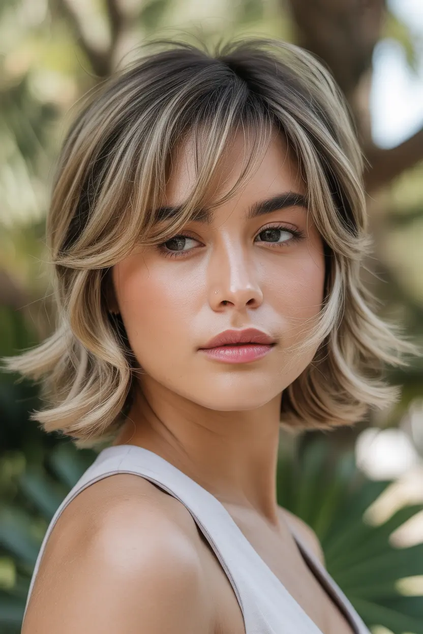 Butterfly Cut with Bangs for Short Hair