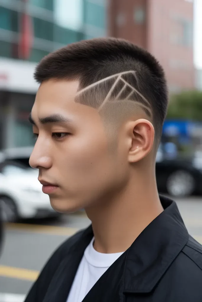 Buzz Cut with Line Design