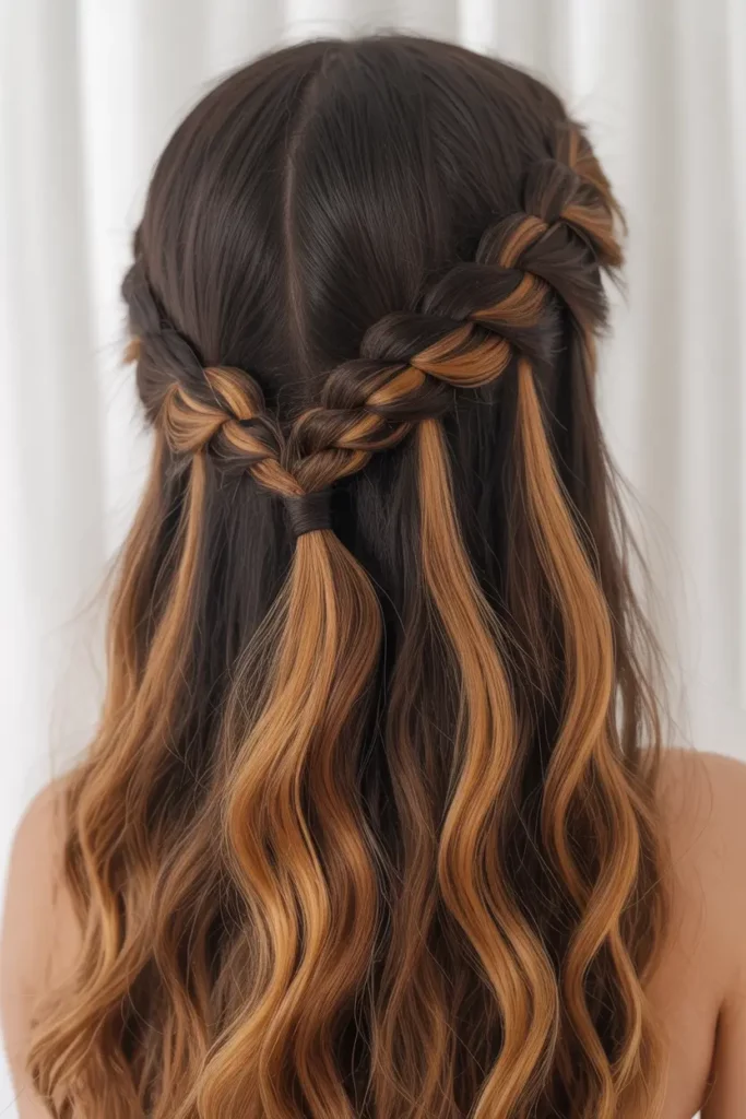 Caramel Highlights on Braided Hair