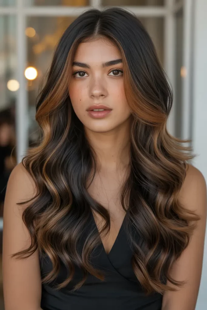 Caramel Highlights on Natural Black Hair