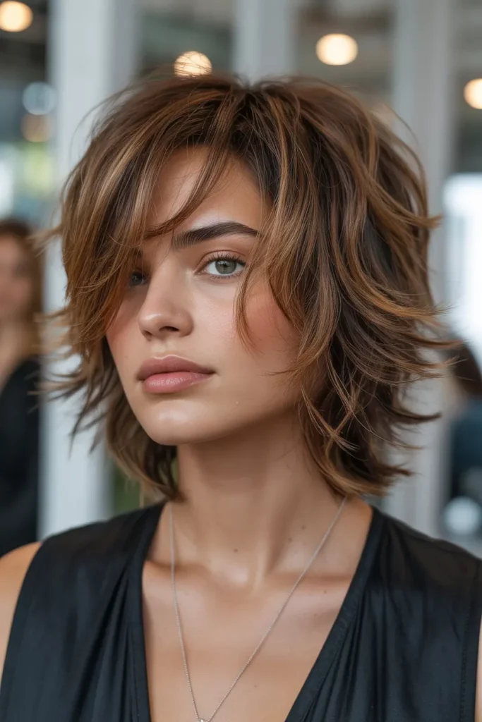 Caramel Highlights on Shaggy Layers