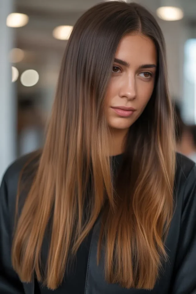 Caramel Ombre on Long Straight Hair