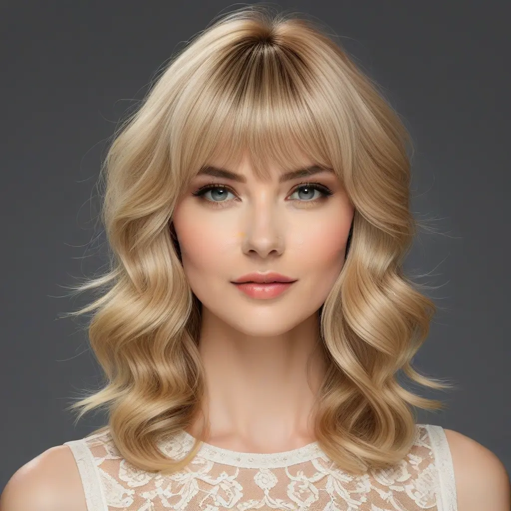 Champagne Blonde Wolf Cut With Soft Bangs