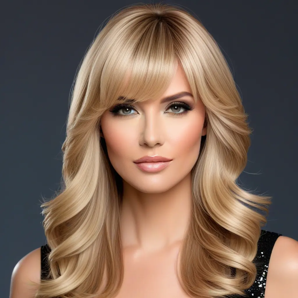 Champagne Pop Blonde Wolf Cut With Side Curtain Bangs