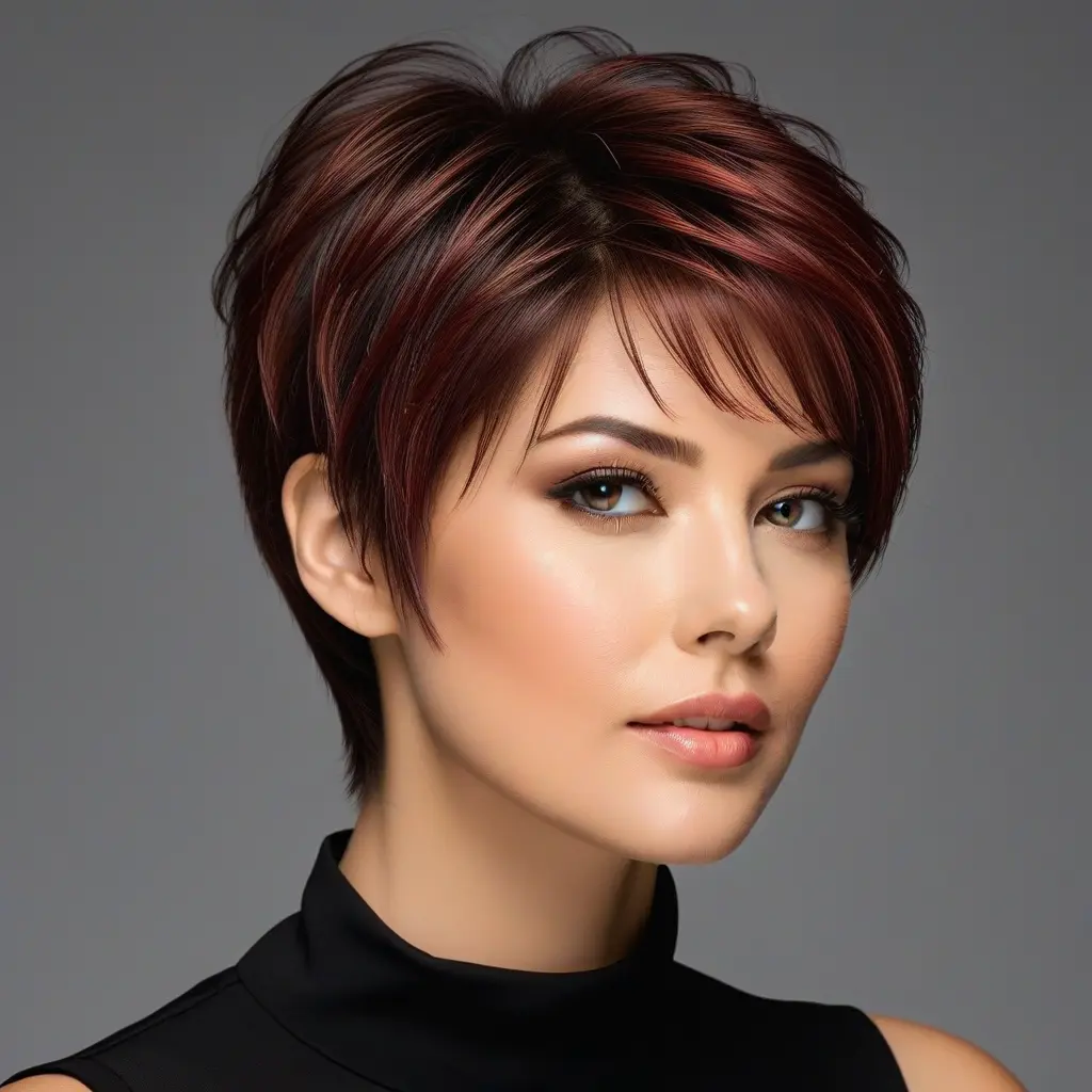 Chin-Length Wolf Cut Without Bangs