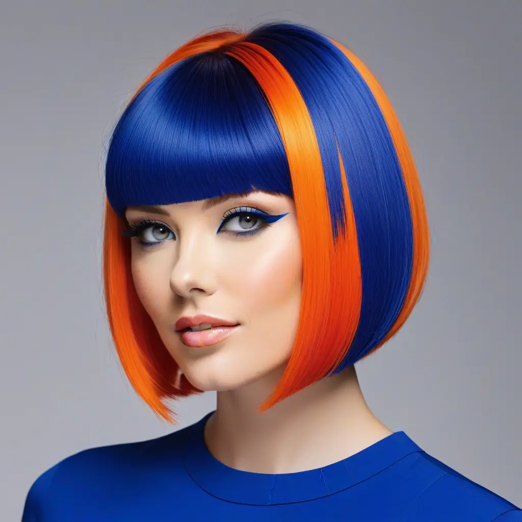 Color Block Gemini Bob with Bangs