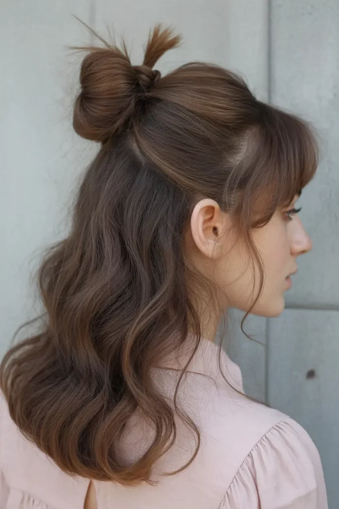 Cute Half-Up Bun With Loose Waves