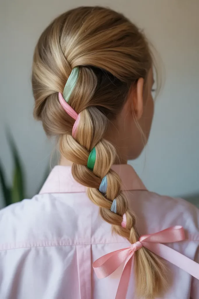 Dutch Braid with Ribbon