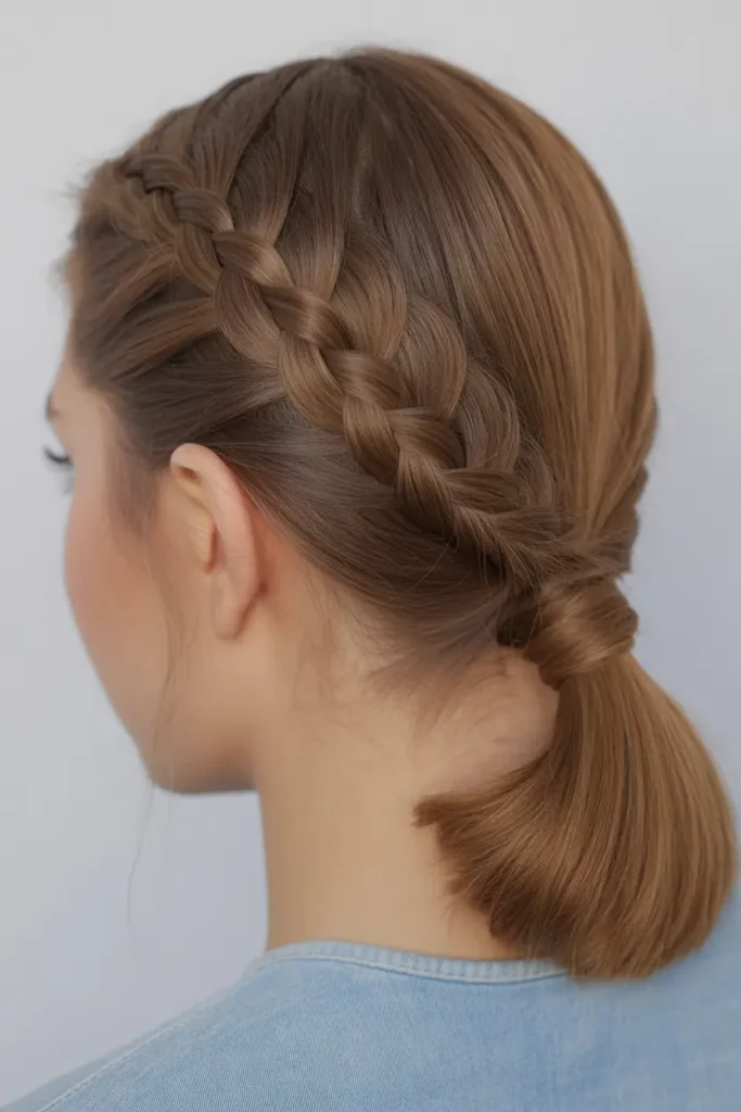 Dutch Braided Low Ponytail