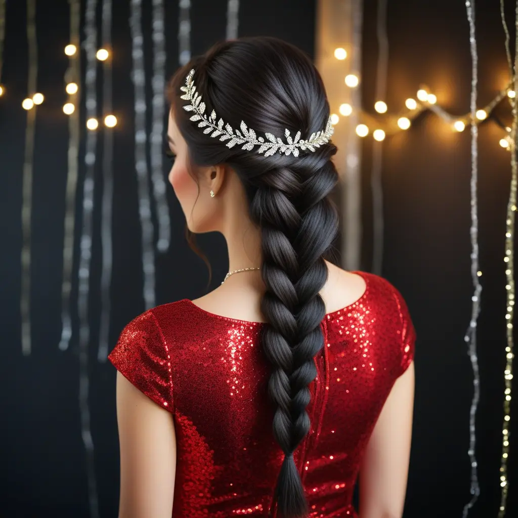 Fishtail Braid with Tinsel Highlights