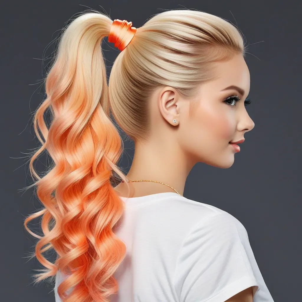 Gemini Blonde and Peach Bubble Ponytails