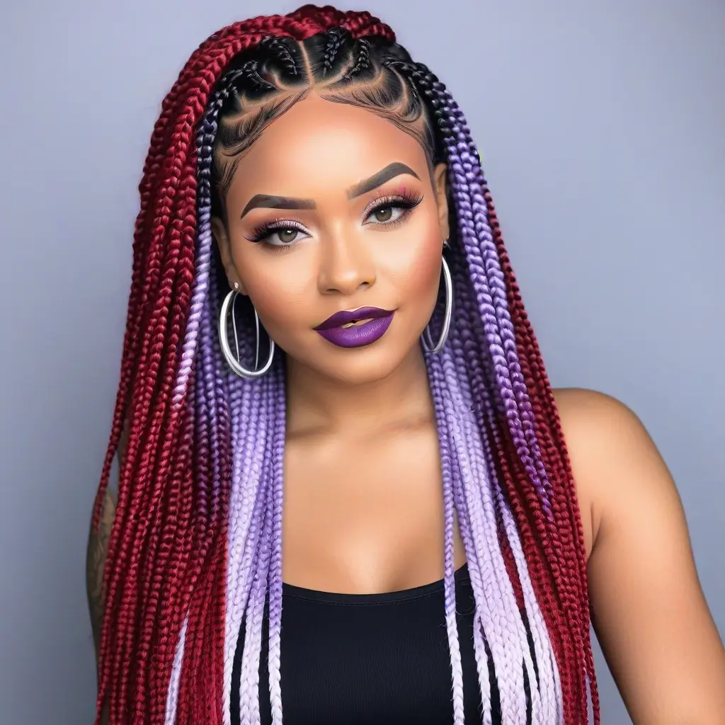 Gemini Frosted Tips on Braids