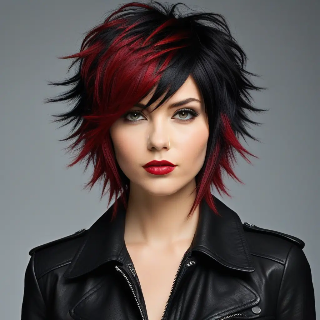 Half-Crimson, Half-Jet Wolf Cut