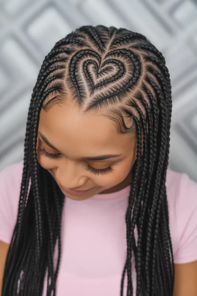 Heart-Shaped Swirl Cornrows