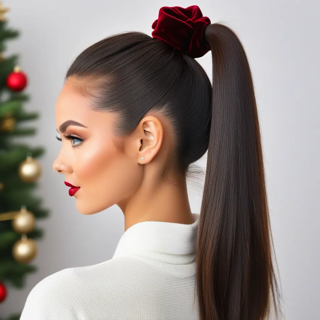 High Ponytail with Velvet Scrunchie