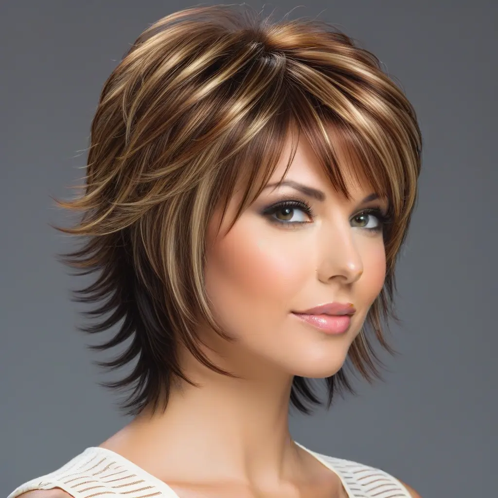 Highlighted Shag with Swoop Bangs