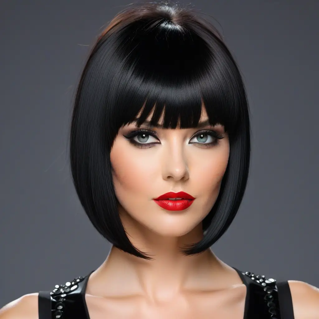 Jet Black Shag with Blunt Bangs