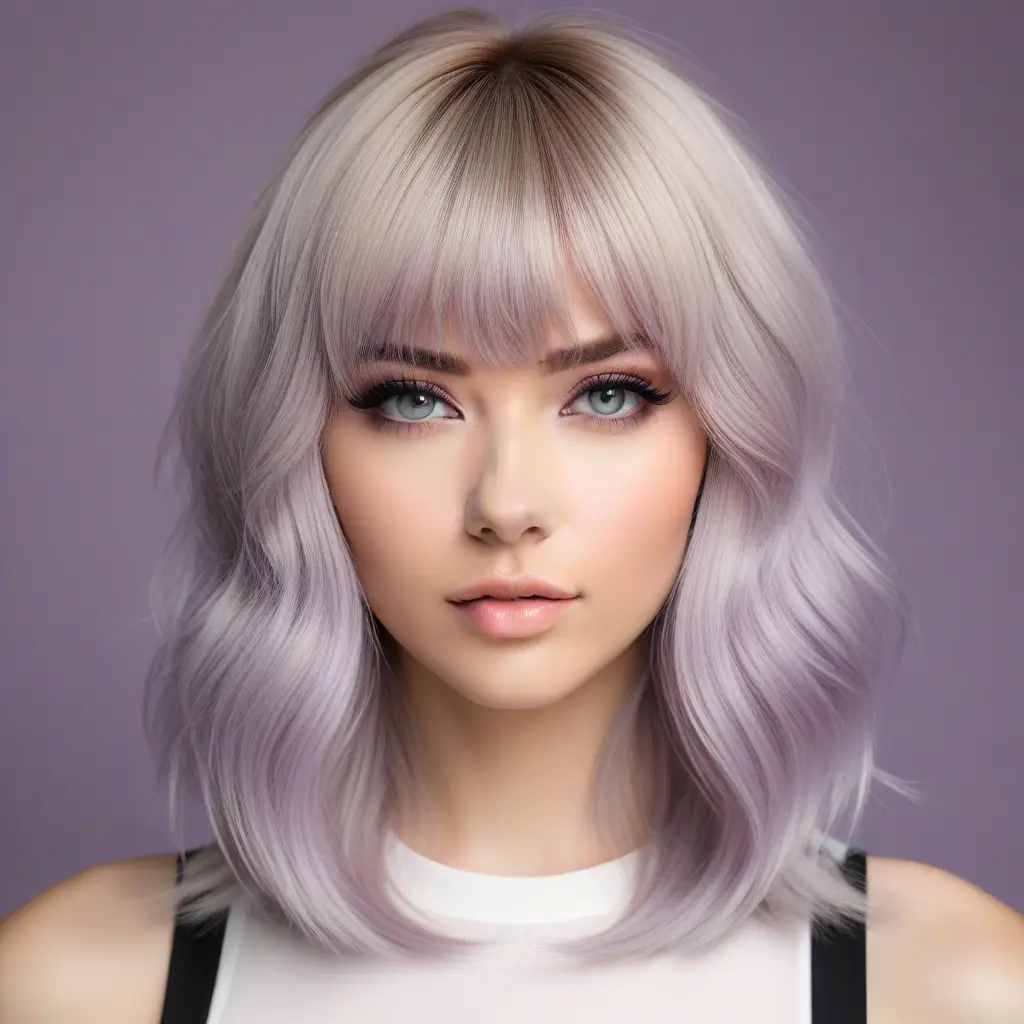 Lavender Bangs on Ash Blonde Wolf Cut Lavender Bangs on Ash Blonde Wolf Cut