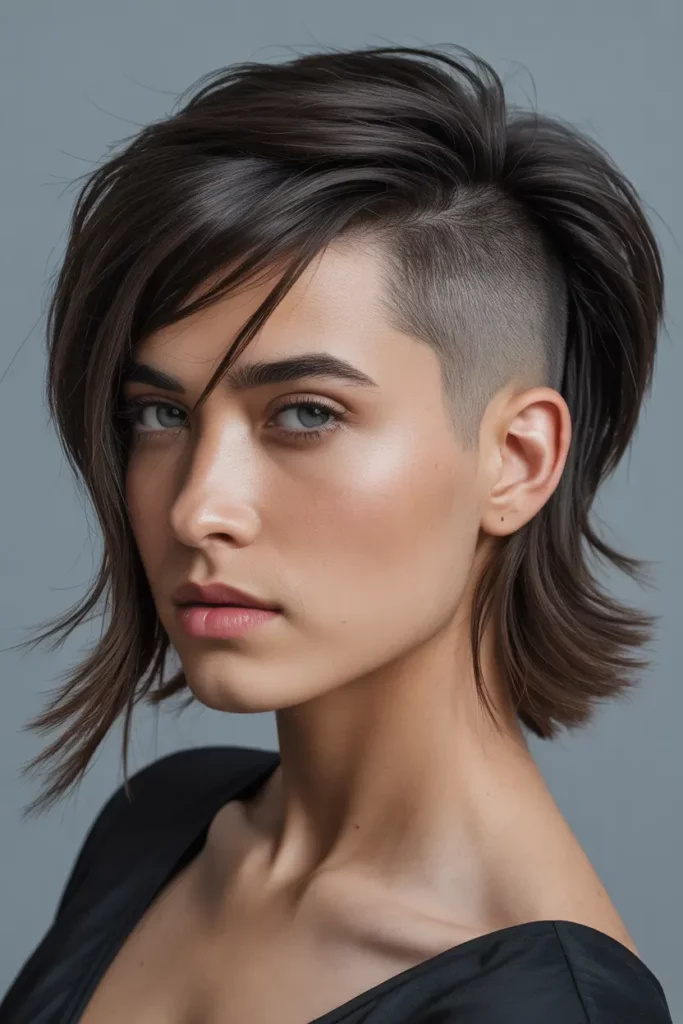 Long Side Shave with Dramatic Bangs