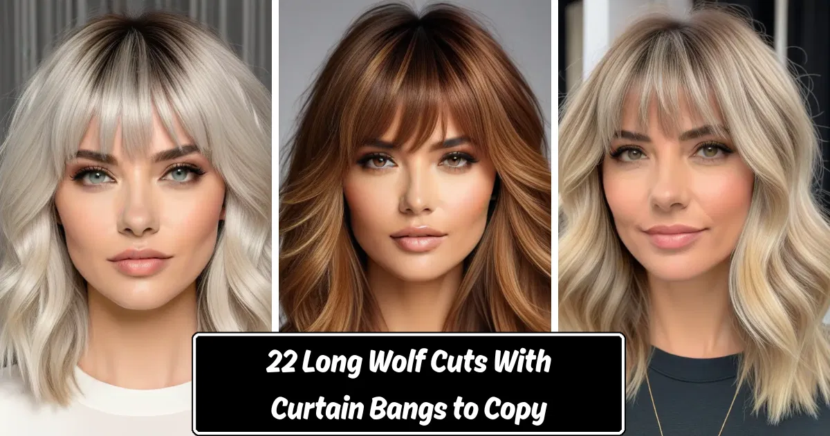 Long Wolf Cuts With Curtain Bangs
