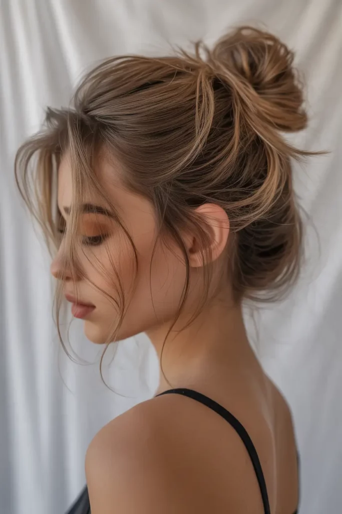 Messy Bun with Loose Strands