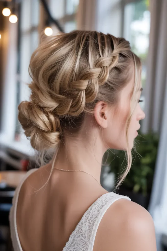 Messy Dutch Braid Updo
