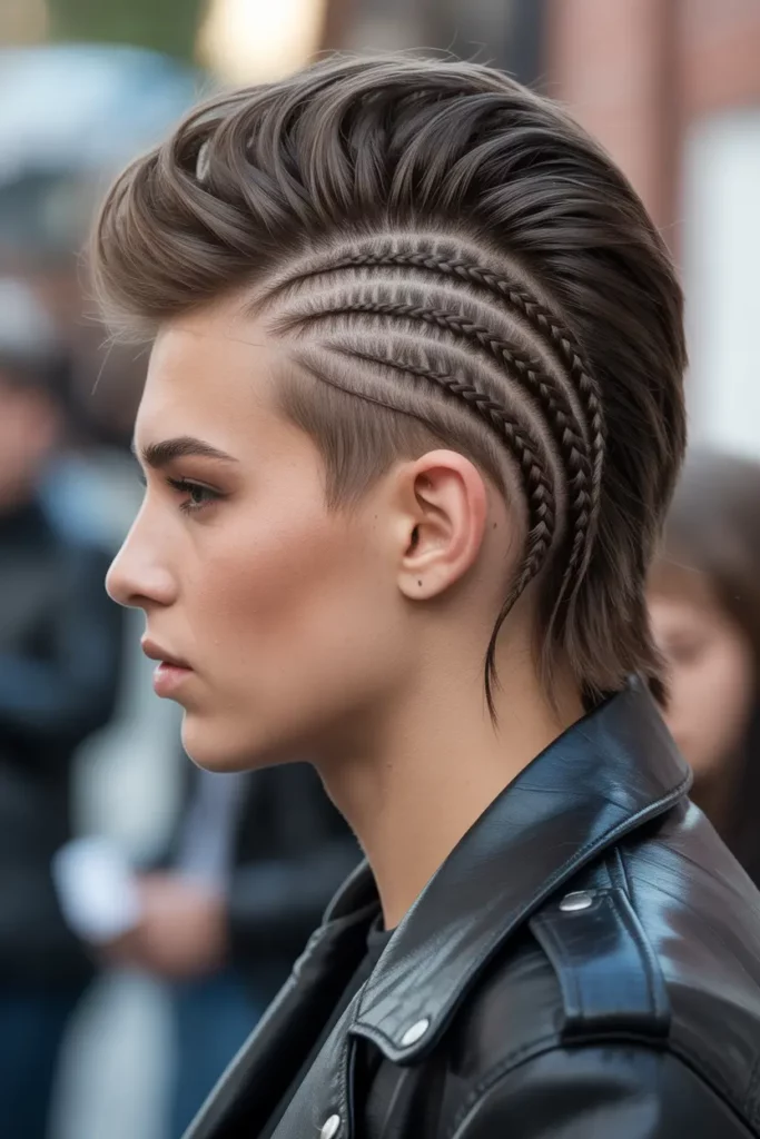 Mohawk-Inspired Side Shave with Braids