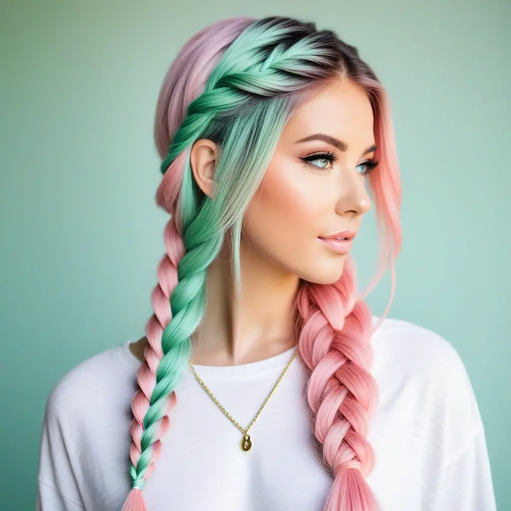 Pastel Split Braid Look