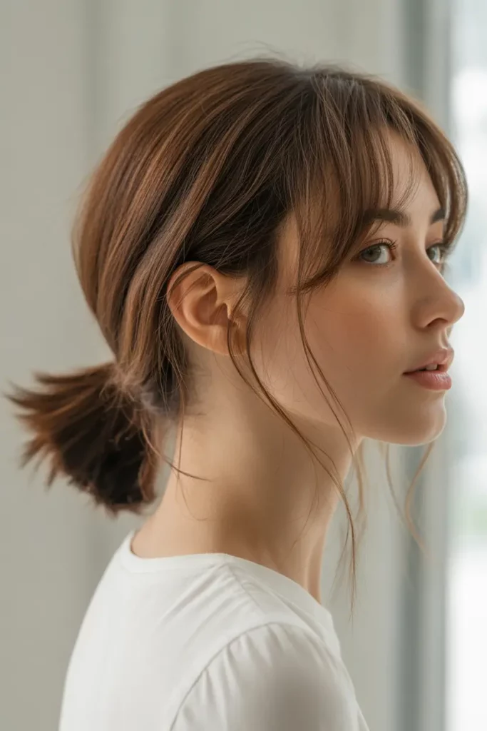 Romantic Low Ponytail With Face-Framing Bangs