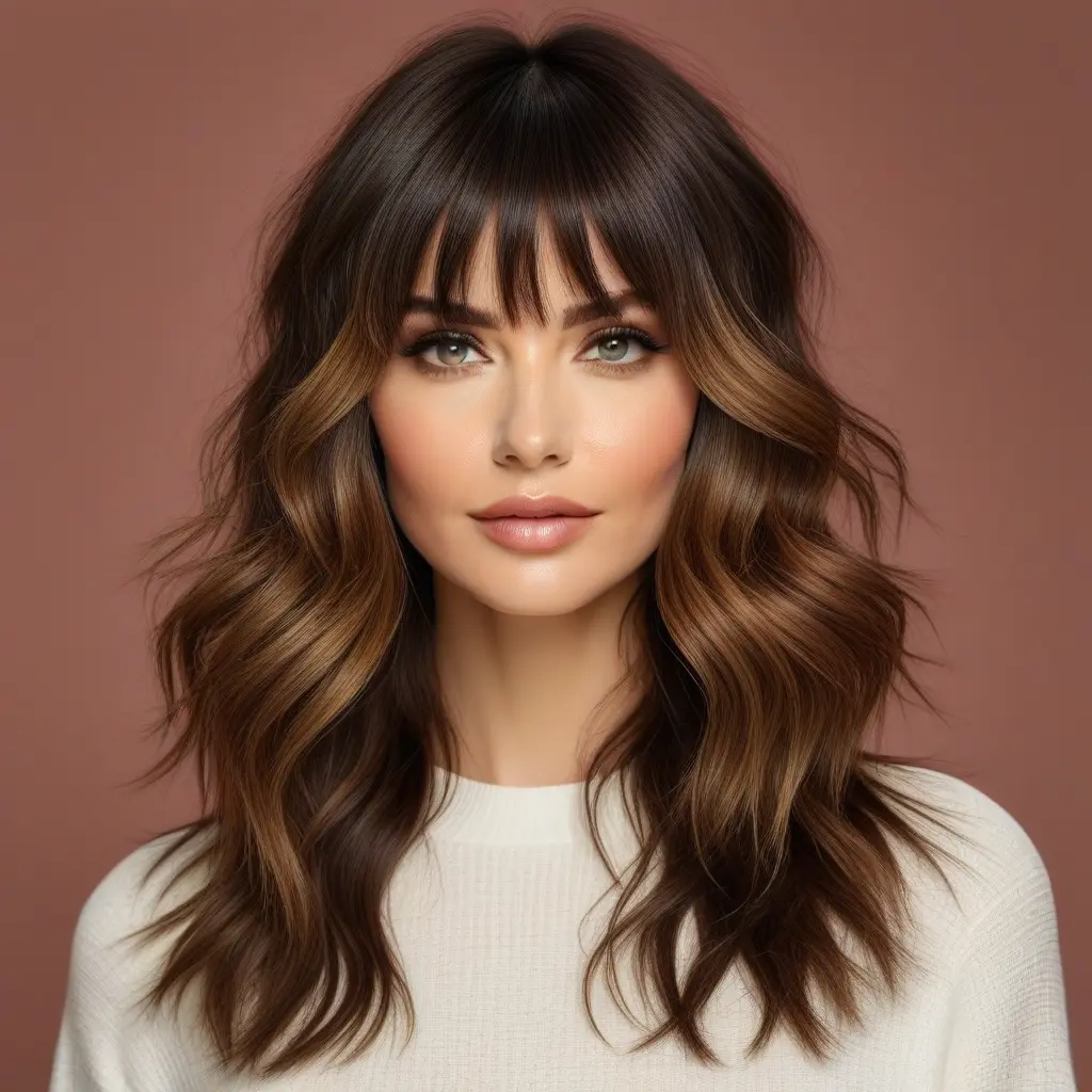 Shaggy Long Wolf Cut With Middle-Parted Bangs