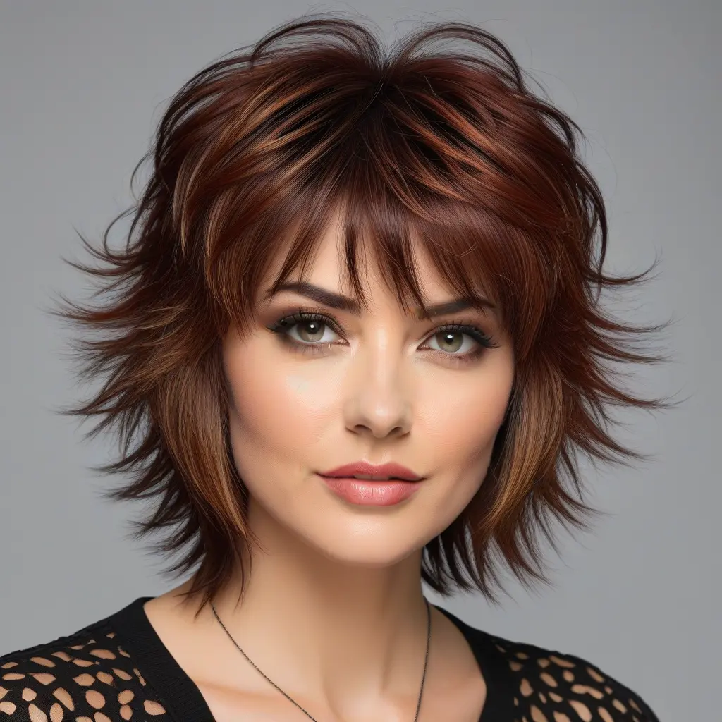 Shaggy Wolf Cut With Flipped Curtain Bangs