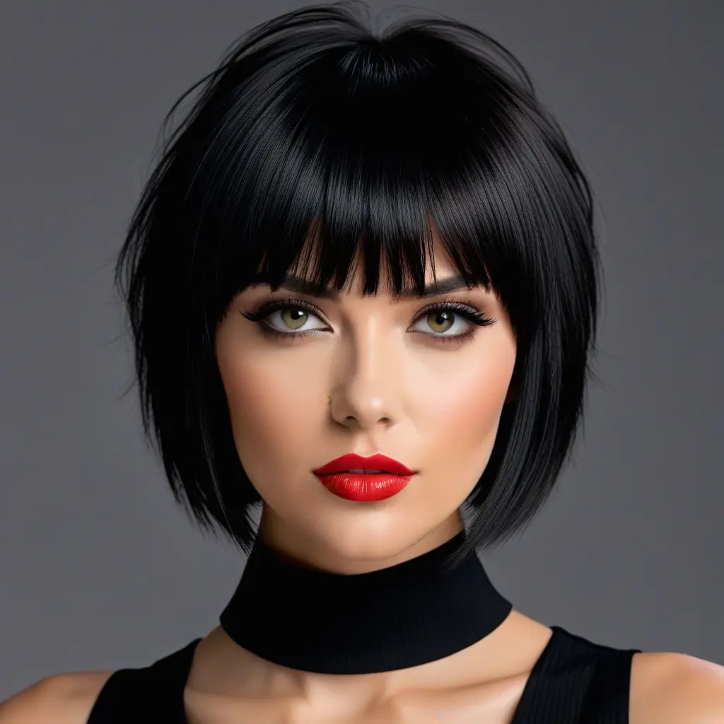 Short Razor Wolf Cut With Straight Curtain Bangs