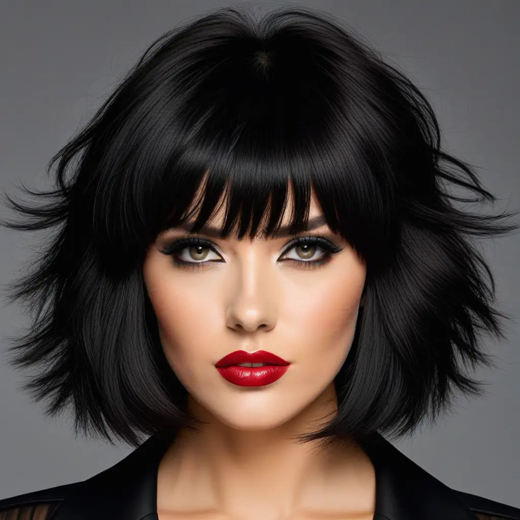 Short Wolf Cut With Chunky Curtain Bangs