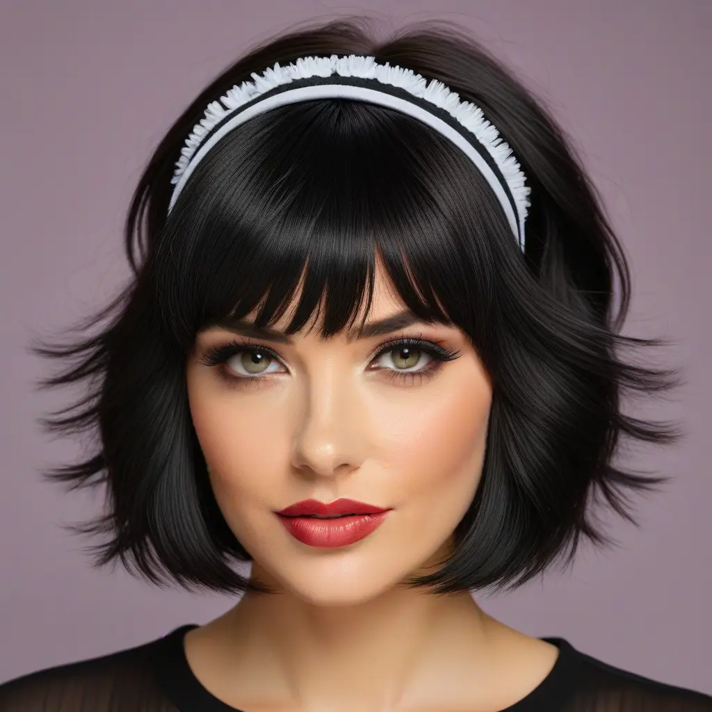 Short Wolf Cut With Curtain Bangs and Hair Accessories