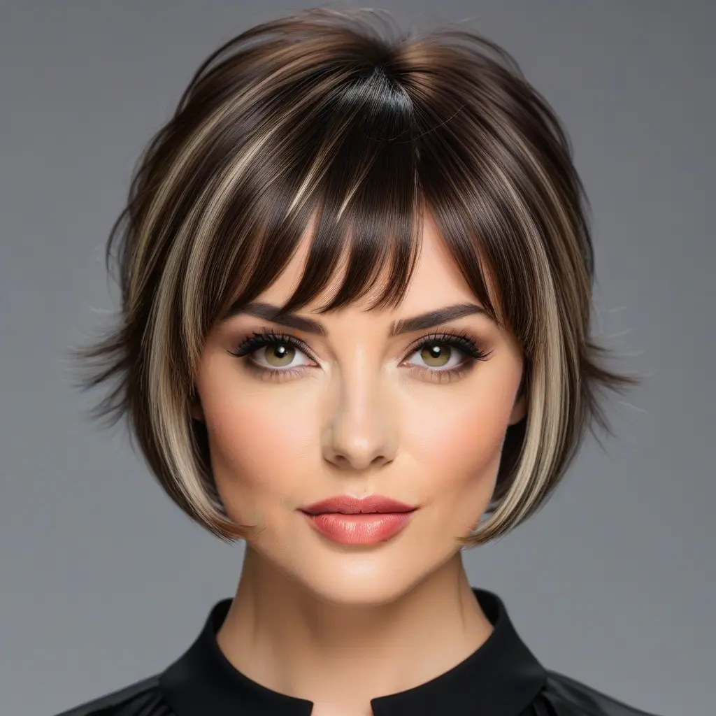 Short Wolf Cut With Curved Curtain Fringe