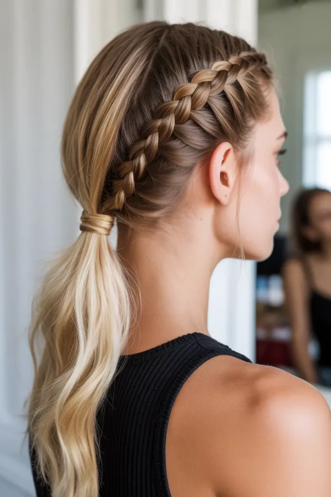 Side Dutch Braid with Ponytail