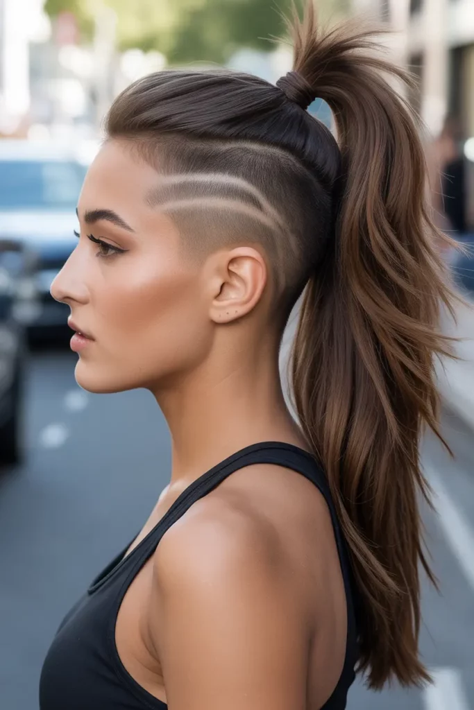 Side Shave with High Ponytail