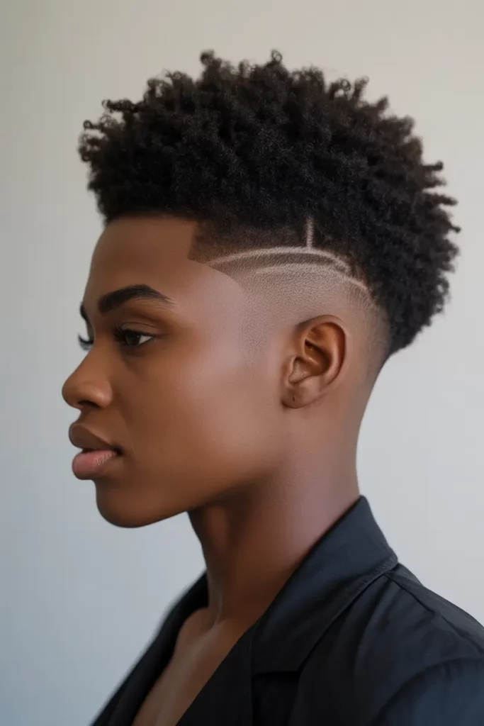 Side Shaved Afro with Fade
